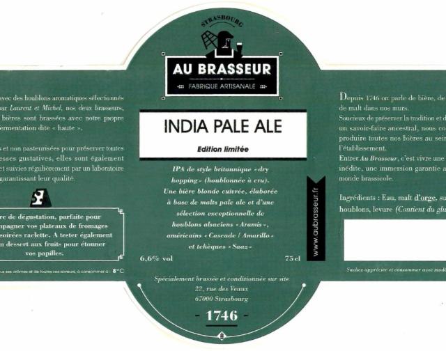 Au Brasseur IPA 6.0%, Au Brasseur, France