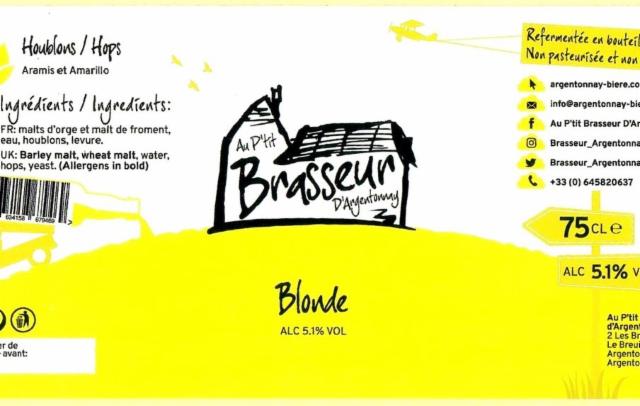 Au P'tit Brasseur D'Argentonnay Blonde, Au P'tit Brasseur D'Argentonnay