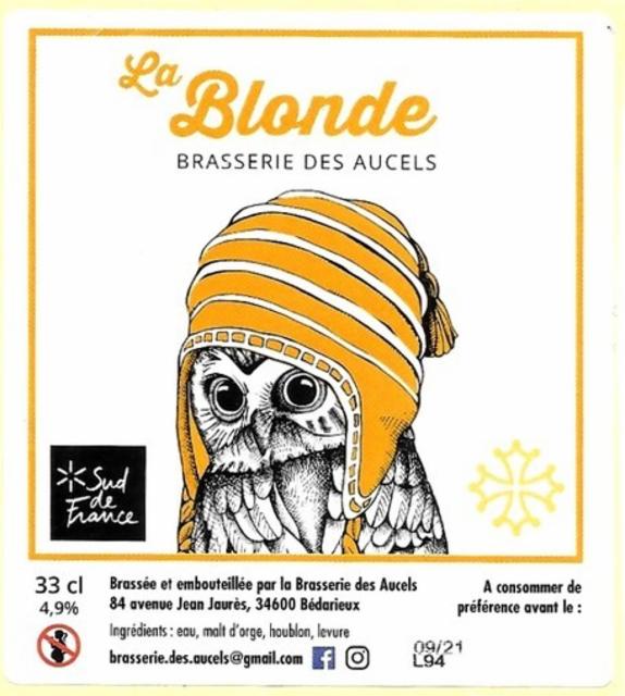 Aucels Blonde 4.9%, Brasserie Des Aucels, France