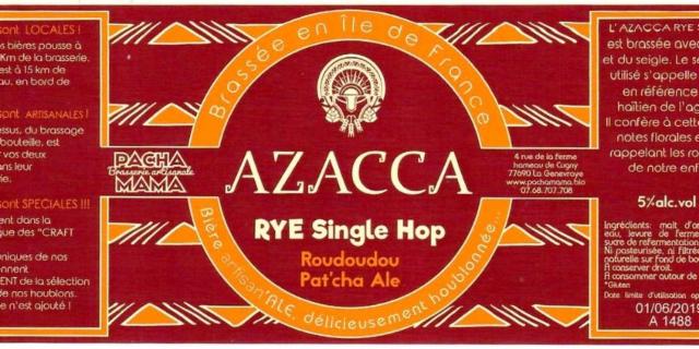 Azacca Rye Single Hop 5.0%, Pachamama, France
