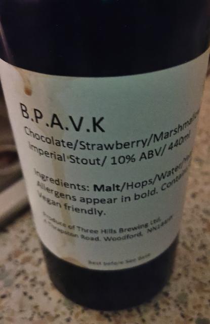 B.P.A.V.K Strawberry/Marshmallow 10.0%, Three Hills Brewing, England