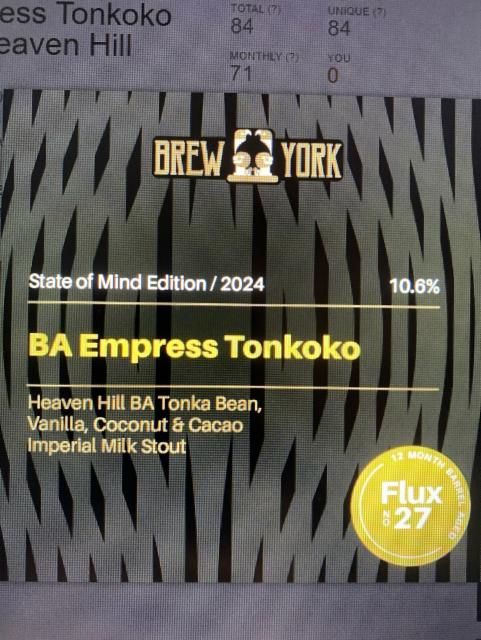 BA Empress Tonkoko 2024 - Heaven Hill 10.6%, Brew York, England