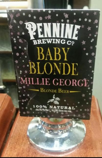Baby Blonde Millie George 3.7%, Pennine Brewing Co., England