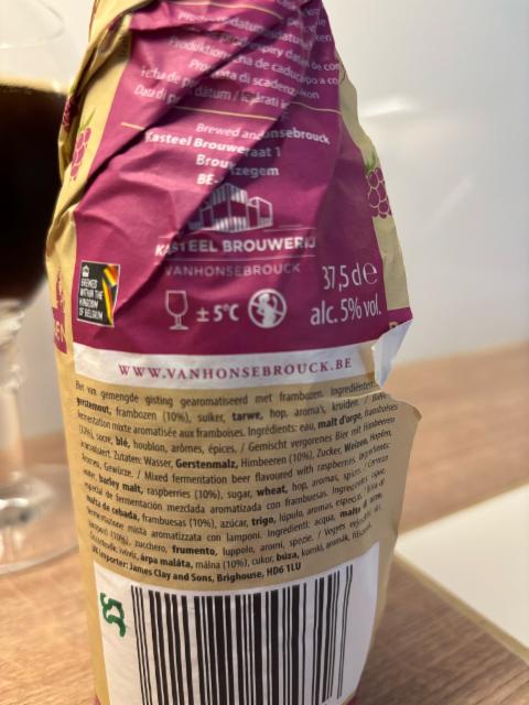 Bacchus Raspberry 5.0%, Kasteel Brouwerij Vanhonsebrouck, Belgium