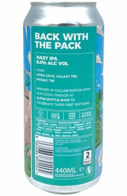 Back with the Pack 6.0%, Left Handed Giant Brewing, England