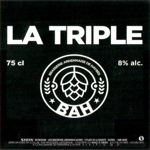 BAH La Triple, Brasserie Ardennaise De Haybes - BAH