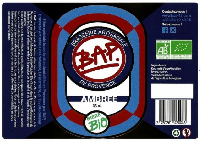 BAP Ambrée 5.6%, BAP - Brasserie Artisanale De Provence, France