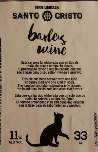 Santo Cristo Barley Wine 11.0%, Cervexas Santo Cristo, Spain