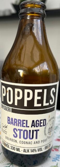 Barrel aged stout 14.0%, Poppels Bryggeri, Sweden