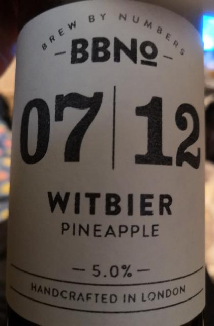 07|12 Witbier Pineapple 5.0%, Brew By Numbers, England