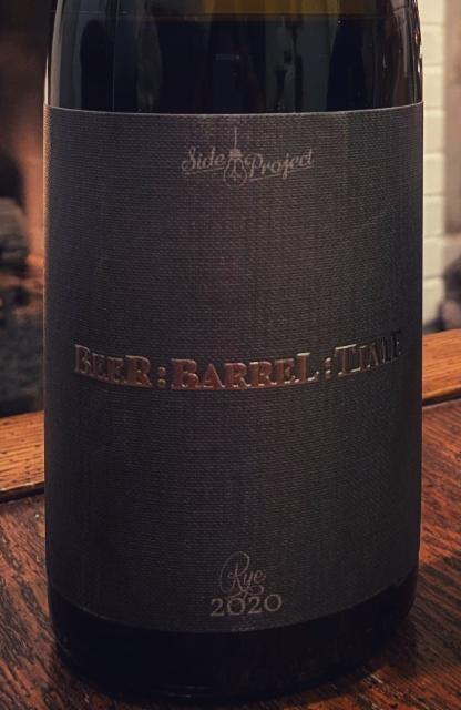 Beer : Barrel : Time Rye (2020) 15.0%, Side Project Brewing, United States