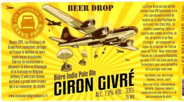Beer Drop - Citron Givré 7.3%, Brasserie Du Grand Paris, France