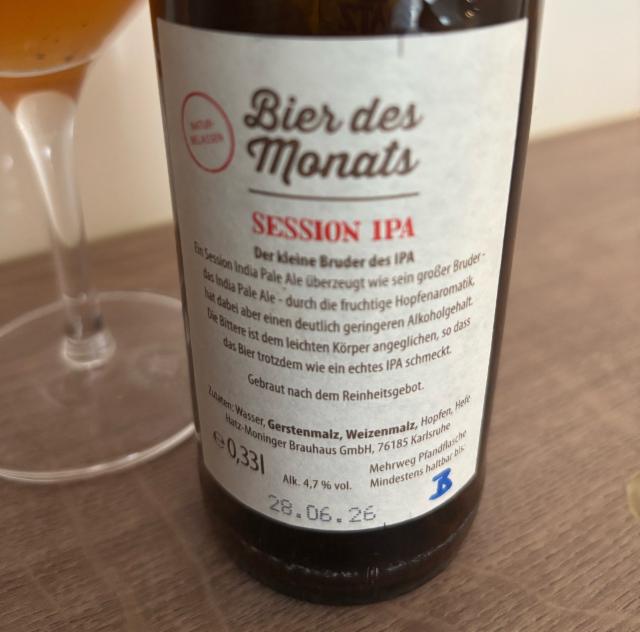 Bier des Monats Session IPA 4.7%, Hatz-Moninger Brauhaus, Germany