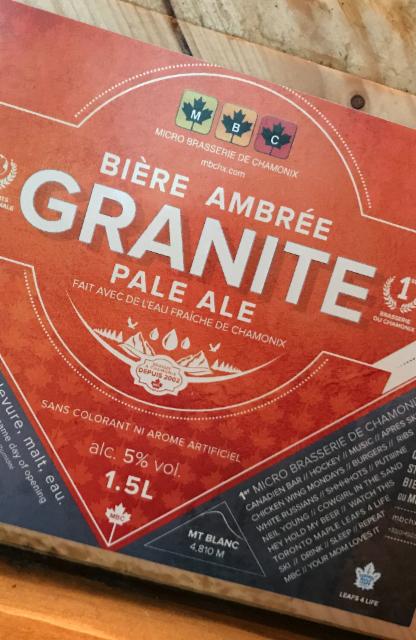 Bière ambrée Granite (Pale Ale) 5.0%, MBC - Microbrasserie De Chamonix, France