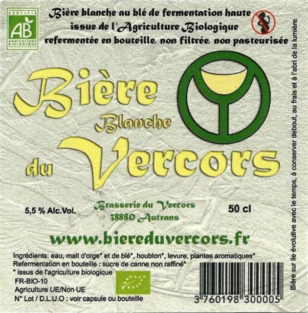 Bière Blanche Du Vercors 5.5%, Bières Du Vercors, France