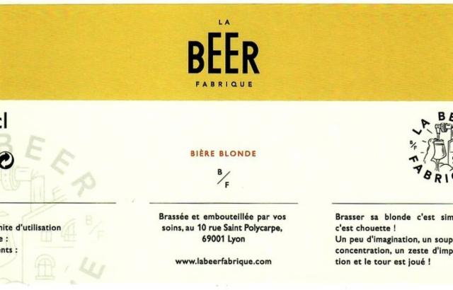 Bière Blonde 5.0%, La Beer Fabrique, France