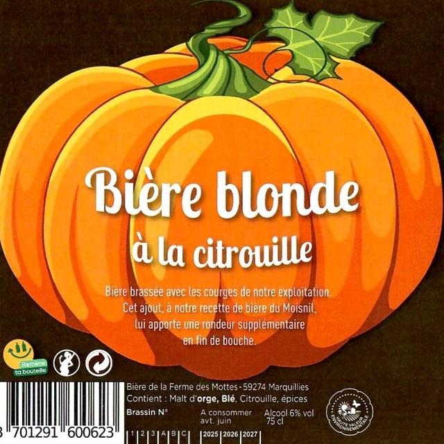 Bière Blonde À La Citrouille 6.0%, Brasserie De La Ferme Des Mottes, France