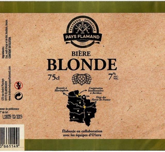 Bière Blonde (X O'tera) 7.0%, Brasserie Du Pays Flamand, France