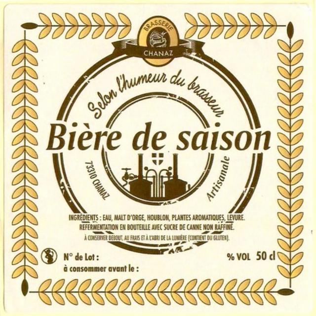 Bière De Saison 6.5%, Brasserie Chanaz, France