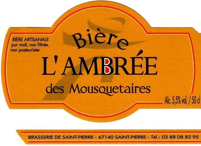 Bière Des Mousquetaires L'Ambrée 5.5%, Brasserie La Saint-Pierre, France