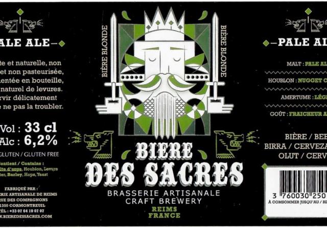 Bière Des Sacres Pale Ale 6.2%, Brasserie La Bouquine, France