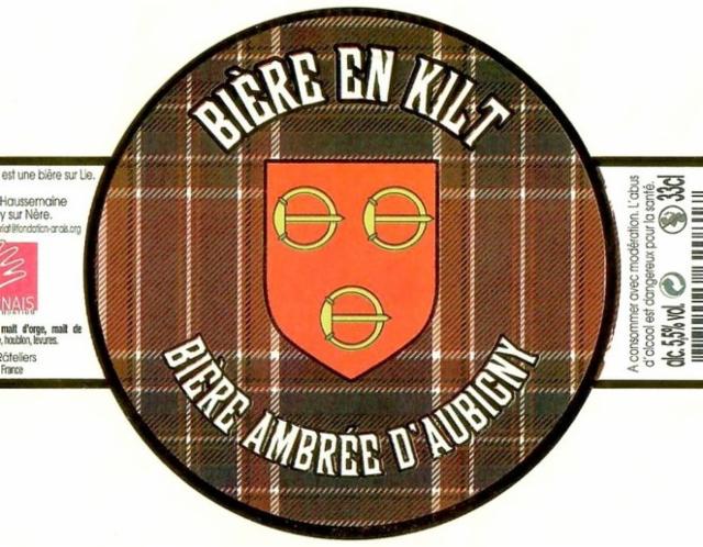 Bière En Kilt Ambrée D'Aubigny 5.5%, Brasserie Des Râteliers (Bell' De Loing), France