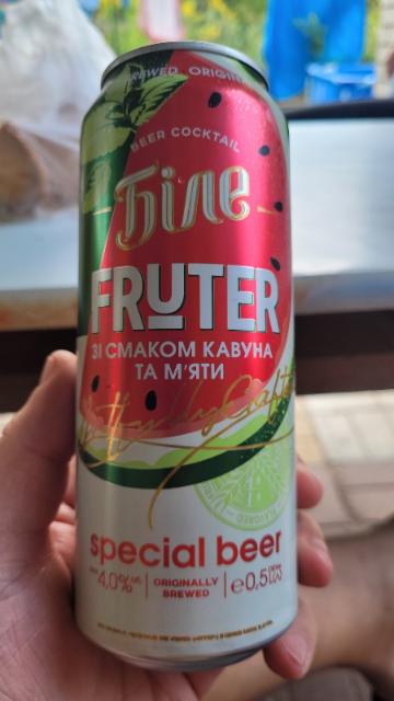 Bile Fruter Watermelon-Mint (Біле Fruter Кавун-М'ята) 4.0%, Chernigivs'kyj Pivzavod (Sun-InBev), Ukraine