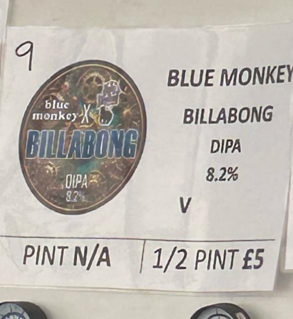 Billabong 8.2%, Blue Monkey Brewery, England