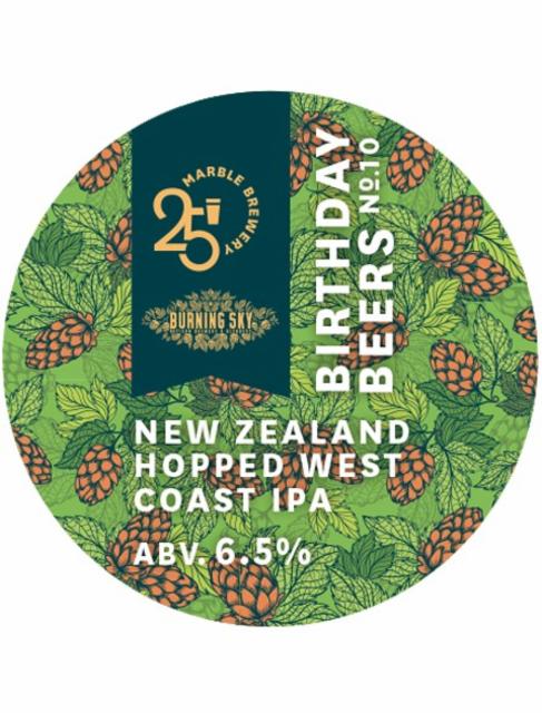 Birthday Beer No. 10 New Zealand Hopped West Coast IPA 6.5%, Marble Beers, England