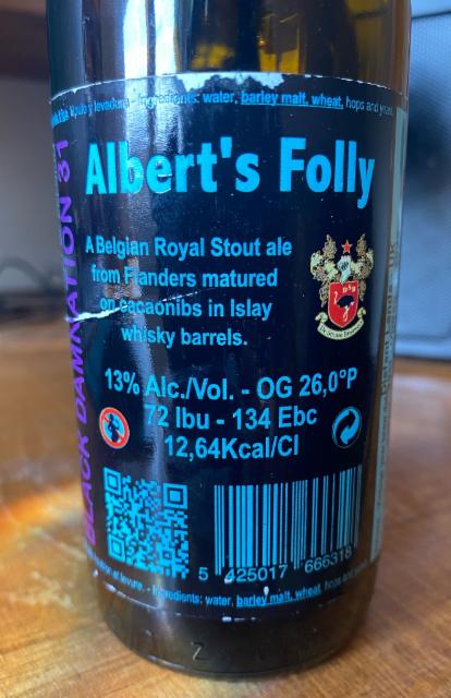 Black Damnation 31 Albert's Folly 13.0%, De Struise Brouwers, Belgium