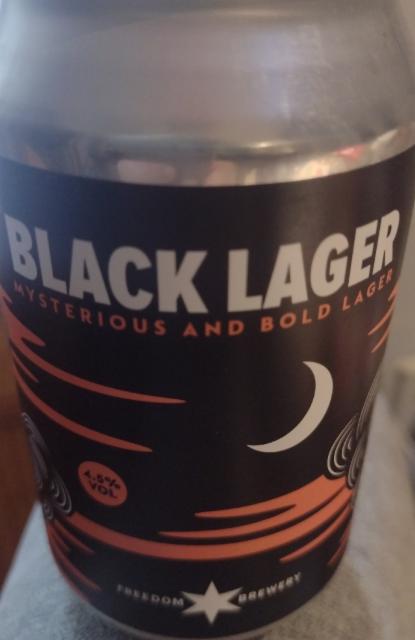 black lager, mysterious and bold 4.5%, Freedom Brewery, England