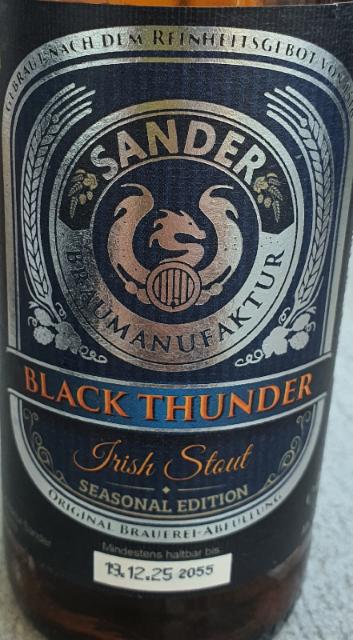 black Thunder Irisch Staut 4.8%, Braumanufaktur Sander, Germany