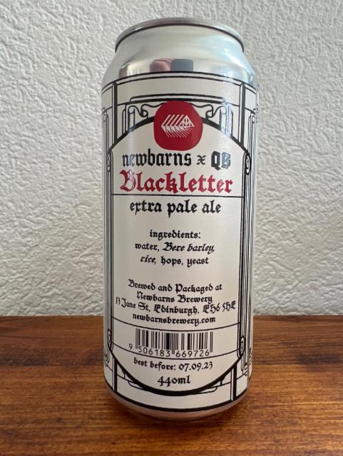 Blackletter extra pale ale 4.2%, Newbarns Brewery, Scotland