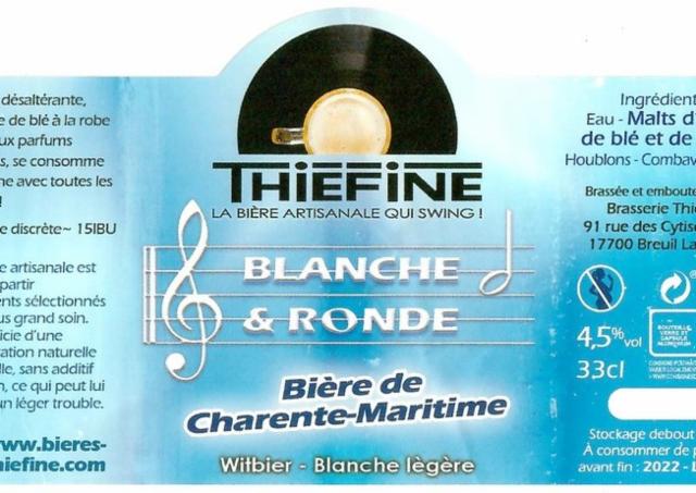 Blanche & Ronde 4.0%, Brasserie Thiéfine [Closed], France
