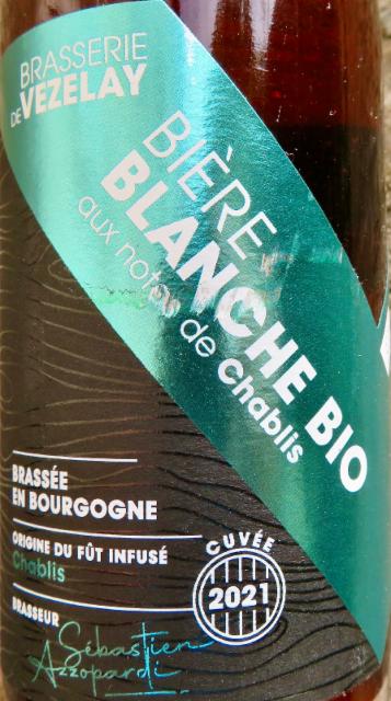 Blanche Bio aux Notes de Chablis 4.1%, Brasserie De Vézelay, France
