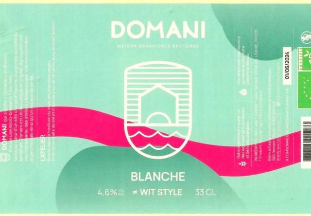 Blanche Wit Style 4.6%, Brasserie Domani, France