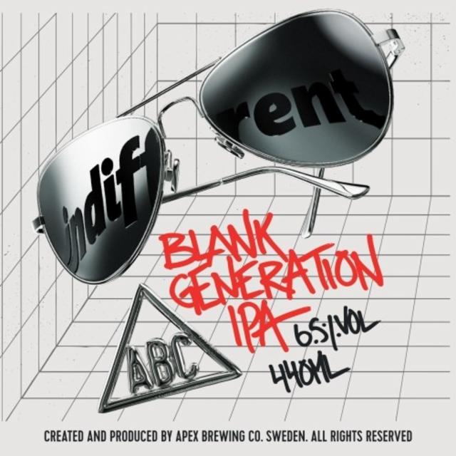 Blank Generation IPA 6.5%, Apex Brewing Company, Sweden
