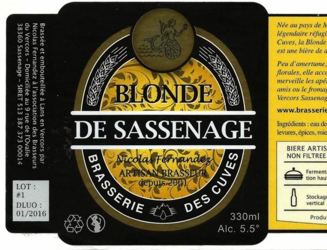 Blonde de Sassenage, Brasserie Des Cuves