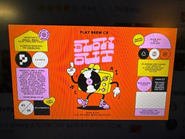 Blow Out 8.2%, Play Brew Co, England