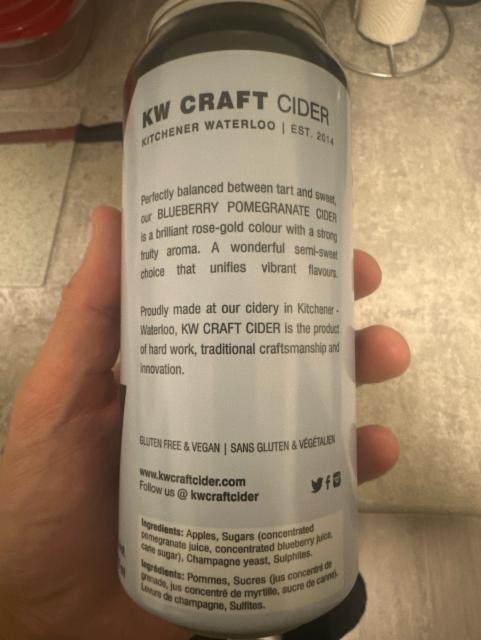 Blueberry Pomegranate, KW Craft Cider