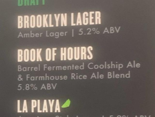 Book Of Hours 5.8%, Brooklyn Brewery, United States