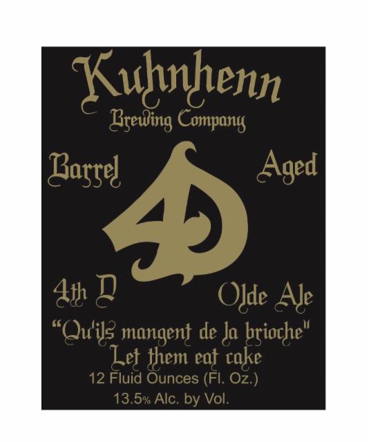 Bourbon Barrel Fourth Dementia Olde Ale "Let Them Eat Cake" 2022 13.5%, Kuhnhenn Brewing, United States