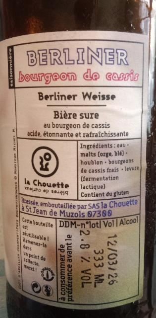 Bourgeon De Cassis 2.8%, Brasserie La Chouette, France