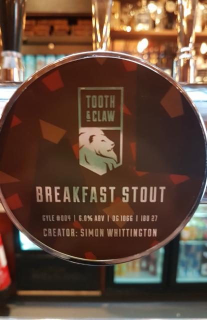Breakfast Stout 6.0%, Tooth & Claw Brewing, England