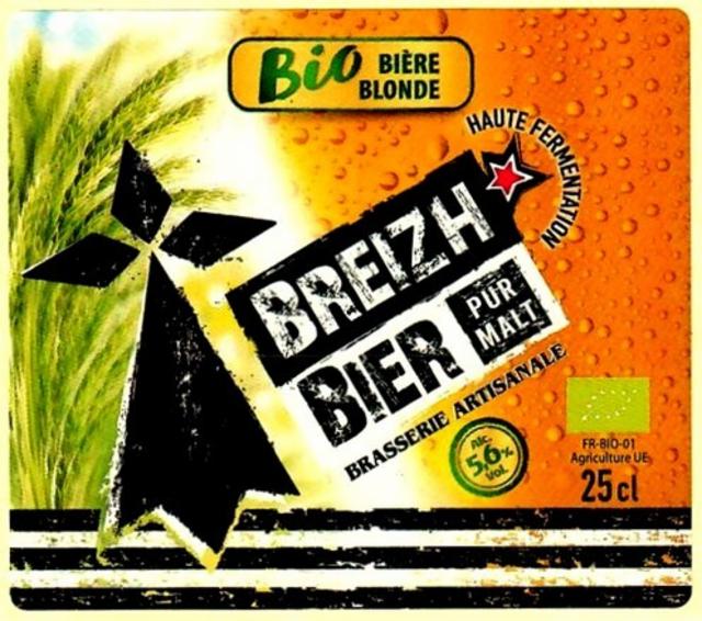 Breizh Bier Blonde Bio 5.6%, Brasserie Régionale De L'Ouest (Ex L'Hirondelle - Ménez Bré), France