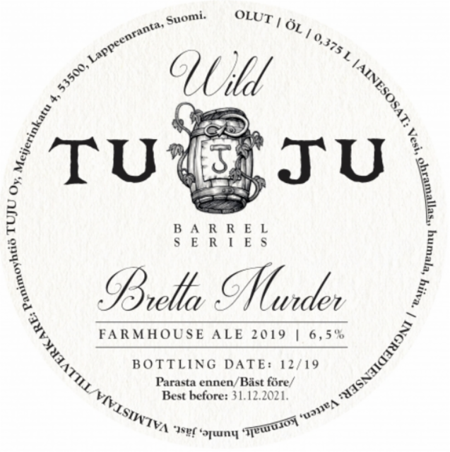 Bretta Murder (Mixed fermentation Saison) 2019 6.5%, Panimoyhtiö Tuju, Finland