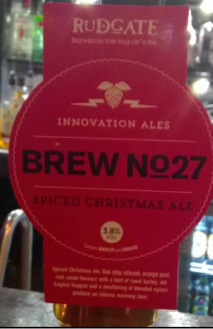 Brew No.27- Spiced Christmas Ale 3.7%, Rudgate Brewery, England