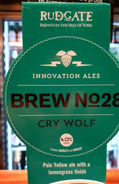 Brew No.28 - Cry Wolf 4.0%, Rudgate Brewery, England