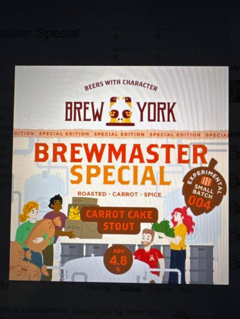 Brewmaster Special 004 - Carrot Cake Stout 4.8%, Brew York, England