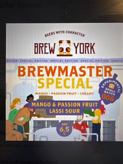 Brewmaster Special 006 - Mango & Passion Fruit Lassi Sour 6.5%, Brew York, England